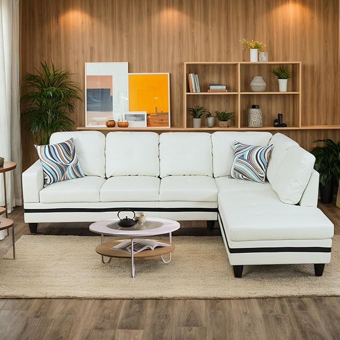 L-Shaped Combination Sofa Set Luxurious Synthetic Leather Living Room Sofa Suitable for Living Rooms Bedrooms Apartments and Offices