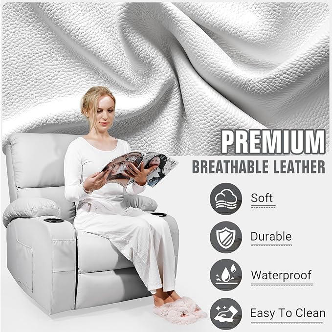 LEVELEVE Rocking Recliner Chair Massage Rocker Recliner Chair with Vibration Massage and Heat 360° Swivel Recliner Chairs Living Room Bedroom Nursery RV Grey
