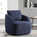 Soft Boucle Upholstered Swivel Accent Barrel Chair Wide Seated Comfy Round Single Sofa Chair 360 Swivel Club Armchair for Living Room Bedroom Nursery (Boucle Navy)