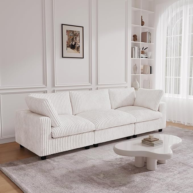 JACH 118 Sectional Couches Convertable Modular Sofa for Living Room Modern Deep Seat Couch Sofa Covers Washable Minimalist Plush Sofas for Living Room Apartment Beige