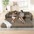112.6 Oversized Fold Out Couch Bed King 3 in 1 Convertible Modern L Shape Cloud Modular Sectional Comfy Boneless Foam Couch Futon for Living Room No Assembly(Brown CorduroyRight Facing Chaise)