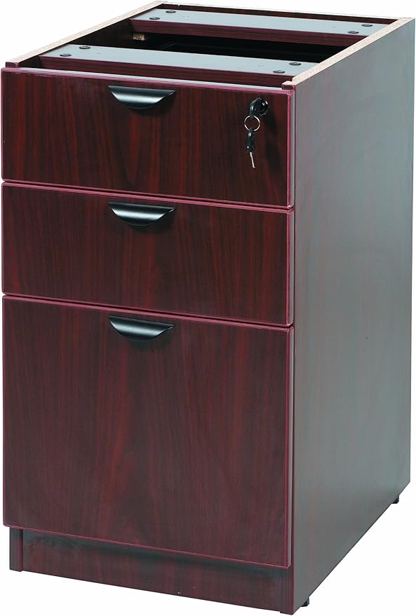 Boss Office Products 48 x 24 Desk with File Pedestal Mahogany