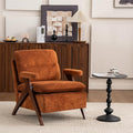 Mid Century Modern Tufted Accent Chair - Sturdy Upholstered Solid Wood Armchair with Breathable Fabric High-Density Cushion Non-Slip Pads for Living Room Reading Room Bedroom Orange