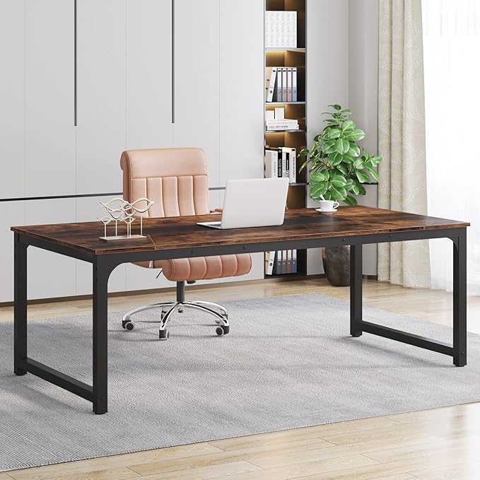 Tribesigns Modern Computer Desk 78.7 x 39.4 inch X Large Executive Office Desk Computer Table Study Writing Desk Workstation for Home OfficeRustic/Black