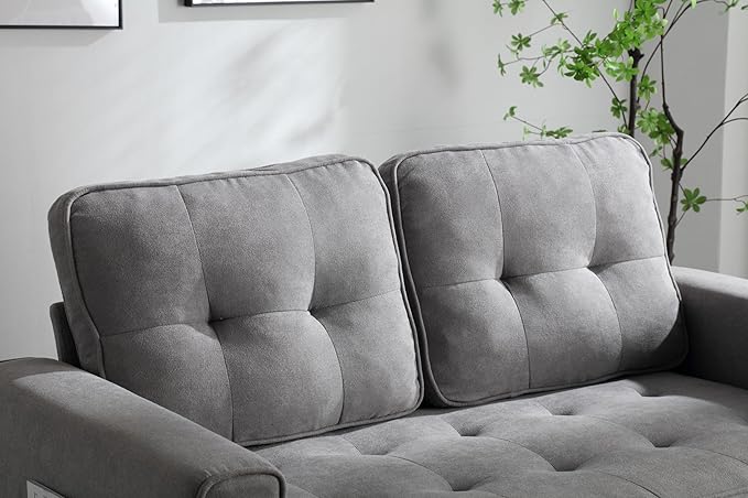 ERYE 55-Inch Loveseat Sofa with Pull Out Sleeper Couch Bed 3-in-1 Convertible Sleeper Sofabed W/Side Storage Pockets Modern 3 Fold Tufted Upholstered Pull Out Sofa Bed for Living Room Bedroom