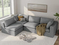ARSURA 106” Cloud Couch for Living Room | L-Shaped Boneless Couch | Modular Sectional Couch | Corduroy Grey