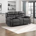 Homelegance Reclining Loveseat Polished Microfiber Manual Double Recliner Loveseat with Center Console Gray