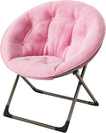 Garvee Saucer Chair Comfy Chair Faux Fur Lounge Moon Chair with Folding Metal Frame Oversized Plush Foldable Flower Accent Seat for Adults Teens Bedroom Dorm or Living Room(1PCS Pink)