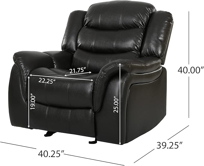 Christopher Knight Home GDFStudio Great Deal Furniture Merit Black Leather Recliner/Glider Chair