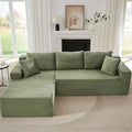 103 L-Shape Cloud Couch with Chaise Upholstered Corduroy Modular Sectional Sofa Deep Seat Couch with Free Combination for Living Room &amp ApartmentNo Assembly Required(GreenLeft Facing Chaise)
