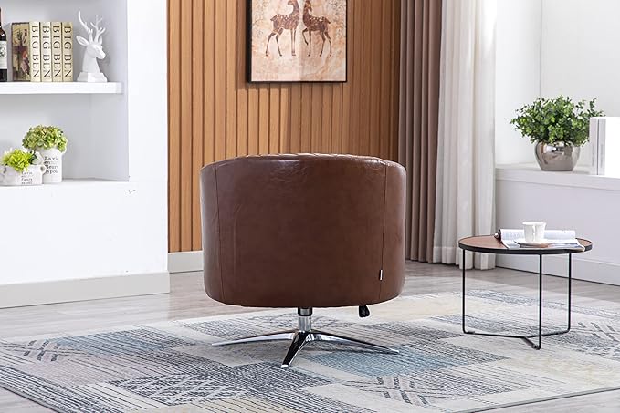 Swivel Barrel Chair Living Room Chair with Nailheads and Metal Base