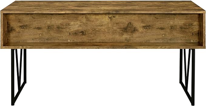 Coaster Home Furnishings Analiese Rustic 63-Inch 4-Drawer Home Office Computer Writing Desk Study Table with Storage Engineered Eco-Friendly Wood Look Laminate Sturdy Steel Base Rustic Nutmeg 800999