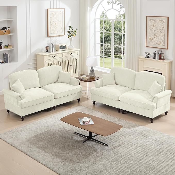 KEIKI 76 2Seat Modular Velvet Sofa Couch for Living Room Apartment Living Style Conscious Homeowners Soft Plush Comfortable Cozy Relaxing Lounge Modern Contemporary Design Beige White