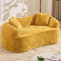 67 Curved Loveseat Sofa with 2 Pillows Modern Boneless Couch in a Box Small Cloud Loveseat for Bedroom Small Space Apartment Living Room Memory Foam Chenille No Assembly (Yellow)