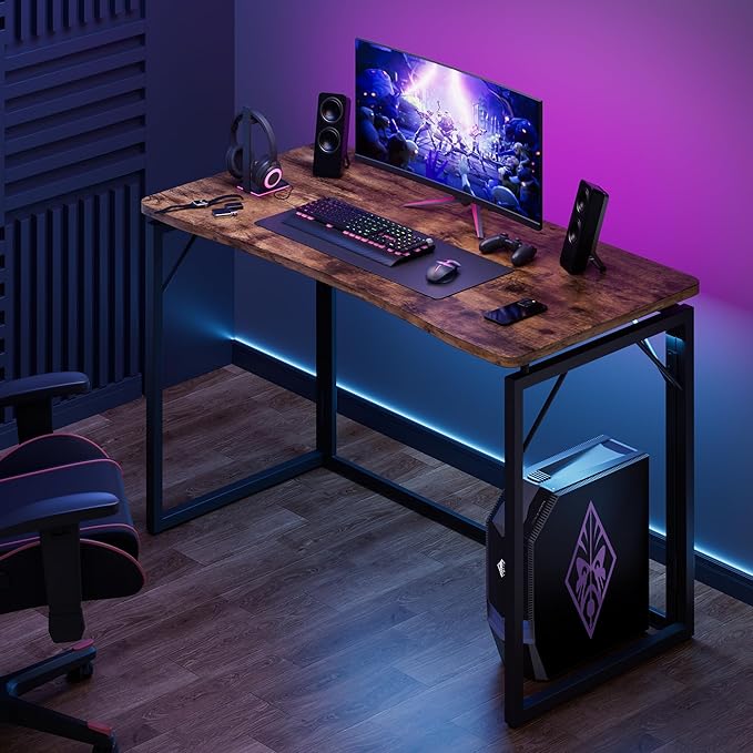 JOYMOOP Folding Desk Rustic Brown - 31.5 No Assembly Small Foldable Desk for Home Office Wooden Top Folding Computer Desk for Working Writing Studying