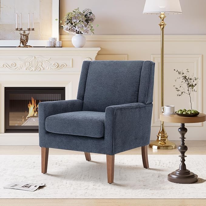 Accent Chairs for Living Room Mid-Century Wooden Fabric Living Room Chairs Arm Chair Side Chairs for Living Room Bedroom Reading Nook