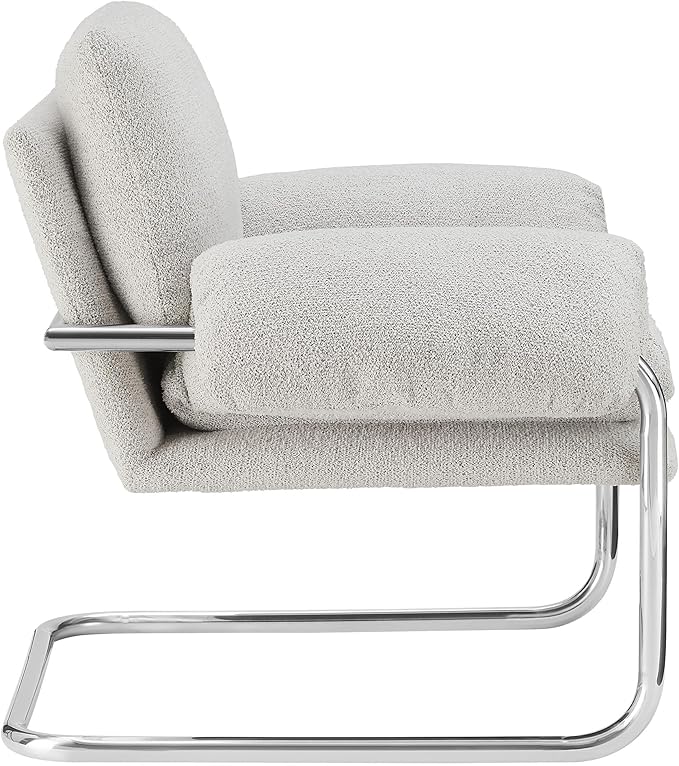 Modway Ansel Boucle Accent Chair in Newsprint - Fabric Lounge Chair for Living Room Bedroom - Upholstered Corner Reading Chair with Arms and Removable Cushions
