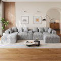 143 Oversized U Shaped Cloud Sectional Couches for Living Room Comfy Fluffy Corduroy Grey Boneless Couch Large Modular Sectional Sofa Set with Chaise Cup Holder USB Port Storage Console