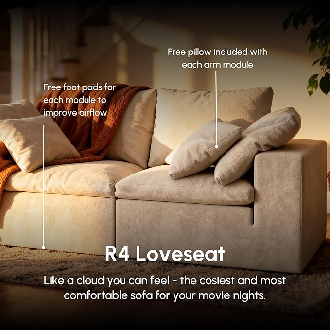 ROVE LAB R4 Loveseat Sofa – Cloud-Soft SmartFoam® Comfort – Modular No-Tool Setup – 100% Foam Structure – Hypoallergenic Spill-Resistant