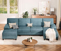 Vongrasig Sectional Couch for Living Room U-Shaped Sofa with Chaise 4-seat Large Sectional Modern Couches for Living Room Apartment (Blue)