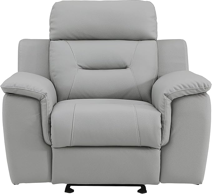 Blackjack Furniture Walker Leather Match Upholstered Reclining Living Room Chair Lava Gray