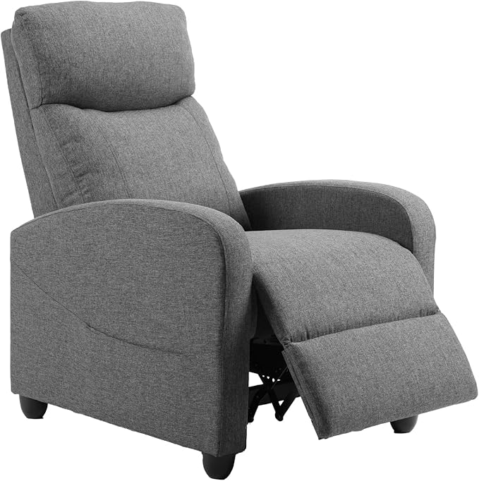 Sweetcrispy Recliner Chair Fabric Recliner Sofa No Massage Home Theater Seating with Lumbar Support Adjustable Push Back Overstuffed High-Density Sponge Reclining for Living Room Slate Gray