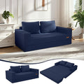 COMAX Convertible Sofa Bed Queen Corduroy Folding Floor Couch Pull Out Couch Bed Futon Sleeper with Pillows Fold Out Boneless Sofa Comfy Lounge Mattress Loveseat for Living Room Bedroom Navy