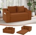 MeMoreCool Convertible Sofa Bed Pull Out Loveseat Sofa Sleeper Couch for Bedroom Living Room Lounge 2 in 1 Small Couch Bed with Pillow Foldable Love Seat Futon Corduroy Orange