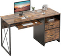 Bestier Office Desk with Drawers 55 inch Industrial Computer Desk with Storage Wood Teacher Desk with Keyboard Tray &amp File Drawer for Home Office Rustic Brown