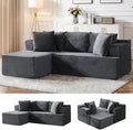 80 Cloud Modular Sectional Sofa with L-Shaped Boneless Couches for Living Room Fluffy Comfy Corduroy Deep Seat with Ottoman Bedroom Apartment No Assembly Required