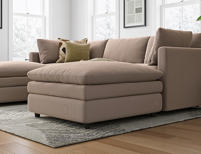 Sectional Couches for Living Room U Shaped Cloud Couch with Ottoman Deep Plush 5 Seats Sofa Modern Sofa for Apartment Brown