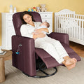 Kidirect Power Swivel Rocker Recliner 360° Swivel Recliner Chairs for Nursery Pu Leather Power Recliner Chair with USB Port and Side Pocket Electric Glider Rocking Chair for Living Room