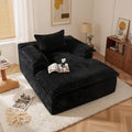 Chaise Lounge Chair Indoor Oversized Sleeping Couch 67L *53W Assembly Free Modern Minimalist Sofa With Comfy Curved Armrest Extra Deep Large Single Sofa for Living Room(Black Plush Fabric)