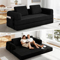 78'' Sleeper Couch Bed for Living Room Convertible Modular Sofa with Fixed Frame &amp Side Pocket Corduroy Futon Boneless Couches in a Box No Assembly Black
