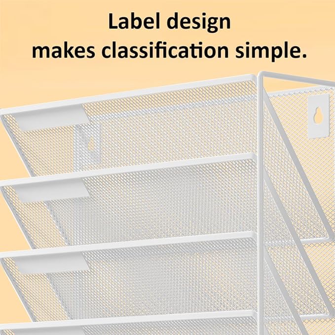 Kuntine.B 6-Tier Wall File Organizer Hanging File Organizer Cubicle Organizer Wall File Holder for Office Home (White 6 Tier)
