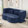 78 Convertible Sofa Bed with Pillows Queen Sleeper SofaFoam Folding Mattress Sleeper Modern Teddy Fabric Floor Cushion and Futon Chaise Lounge SofaFor ApartmentsGuest RoomsGuest UseCondoBlue