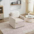 Modern Swivel Accent Chair Beige Chenille 360-Degree Rotation with Removable Cushion Skirted Design 34.8x29.9x33.1 Inch for Living Room Office
