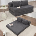 Folding Sofa Bed Full Size Modern Corduroy Floor Boneless Loveseat Couch Bed with 2 Pillows Comfy 3 in 1 Convertible Sleeper Sofa for Living Room Apartment Dorm Small Space Grey