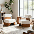Christopher Knight Home Nadine Accent Chairs Set of 2 Boucle Club Chair Upholstered Lounge Chair Rolled Backrest Accent Chairs Solid Wood Legs Frame Single Sofa for Living Reading Room Beige
