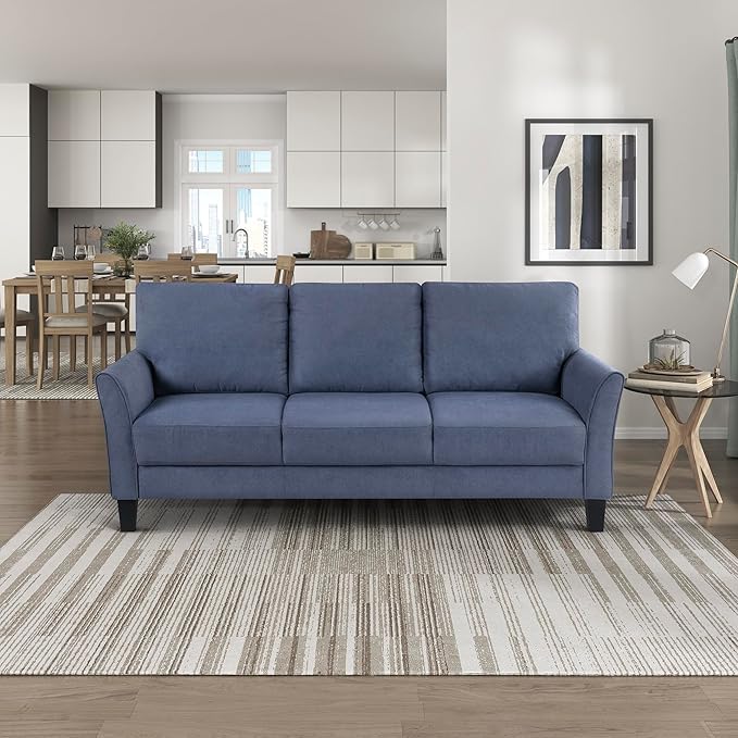 Lexicon Sofa Modern Living Room Couch Textured Fabric Upholstered Couch for Living Room/Bedroom/Office/Apartment 78.5 Sofa Blue