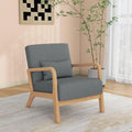 Accent Chair Mid Century Modern Armchair with Pillow Upholstered Lounge Sofa Reading Side Chair for Living Room Bedroom（Grey Set of 1