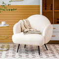 Accent Chair White with Black Metal LegsReading Chair for Bedroom Comfy Boucle Sherpa Chair for Living Room Bedroom