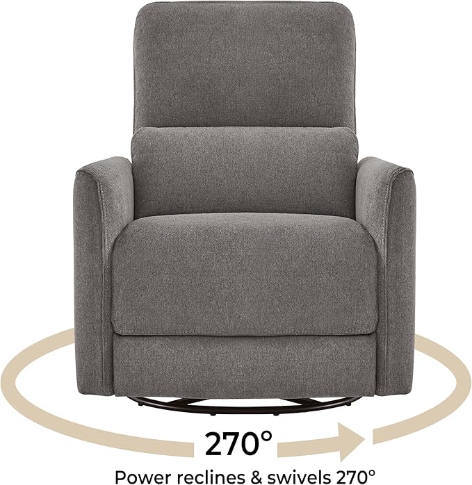 CHITA Power Recliner Chair Swivel Glider FSC Certified Fabric Living Room Reclining Sofa Chair with Lumbar Support Metal Grey
