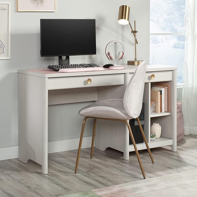 Sauder Dover Edge Computer Desk with Drawers Glacier Oak Finish