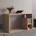 Tuhome Solid Wide Writing Desk with 3 Side Open Storage Shelves Top Workspace Freestanding Computer Desk for Home Office Bedroom or Living Room
