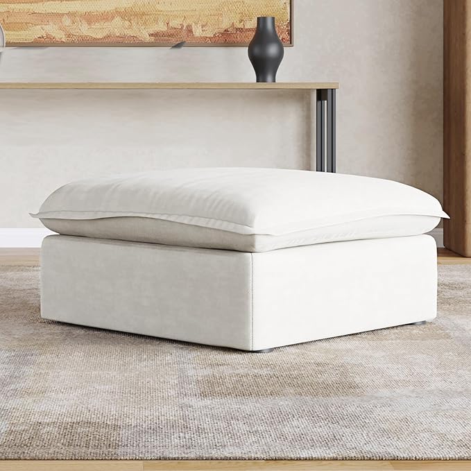 Modern Modular Sectional Couches for Living Room Ottoman Module Cushion Covers Removable Minimalist Comfy Breathable Sectional Sofa Couch for Office Apartment White