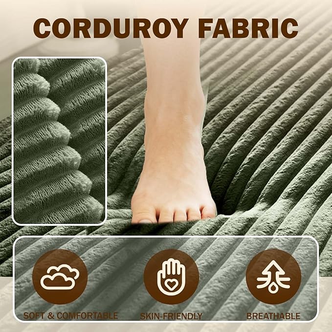 Modern 2-in-1 Convertible Sofa Bed 78 Full Size Corduroy Floor Sofa with 2 Pillows Folding Mattress Sleeper for Living Room &amp Guest Room No Assembly Required