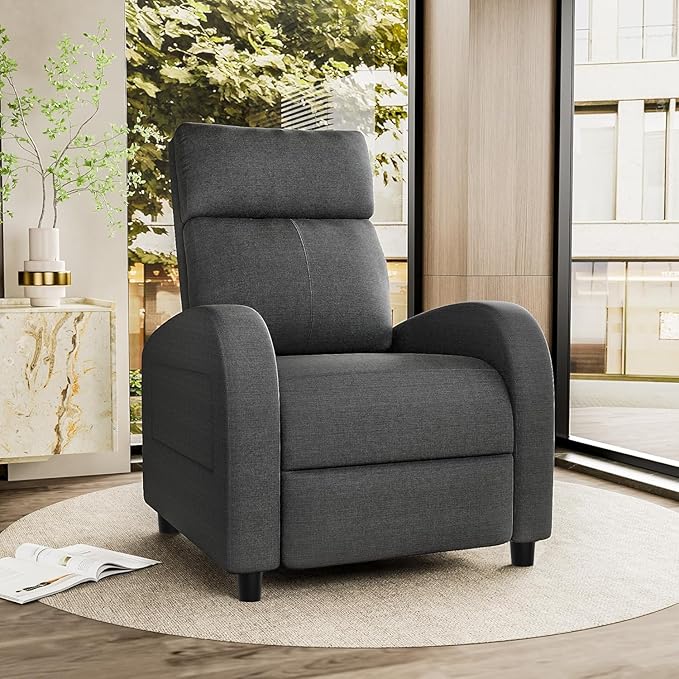 Homall Recliner Chair Recliner Sofa for Adults Recliners Home Theater Seating with Lumbar Support Reclining Sofa Chair for Living Room (Fabric Dark Grey)