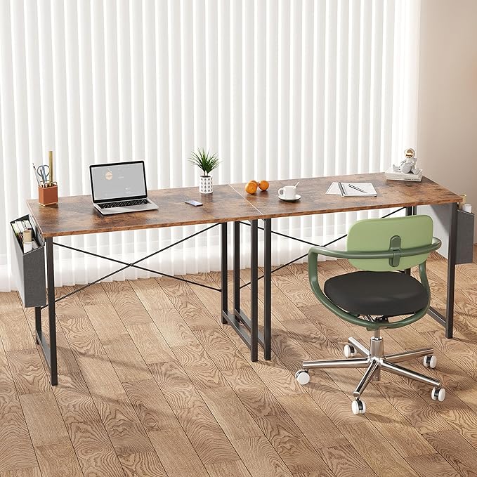 NEWBULIG 40 Inch Computer Desk Home Office Desks for Bedroom Writing Gaming Work Study Table with Storage Bag for Small Spaces Modern Workstation in Rustic Brown