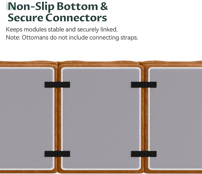 112 Modular Cloud Sectional Couch with Ottoman Modern Upholstered Compressed Sofa with Deep Seat Comfy L-Shape Corduroy Couches for Living Room No Assembly Required Toffee